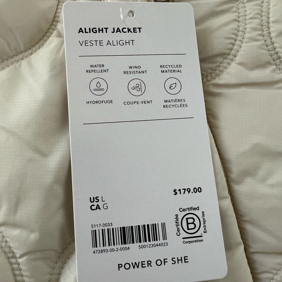 Athleta Quilted Puffer Alight Jacket in Bone color Size Large NWT - Picture 14 of 14